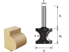 Fresa a mezza asta, senza cuscinetto a sfere