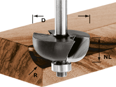 Fresa a raggio convesso HW con cuscinetto a sfere