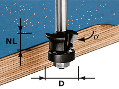 Fresa a filo smussata con cuscinetto a sfera