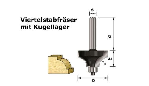 Fresa circolare per quarti con cuscinetto a sfere