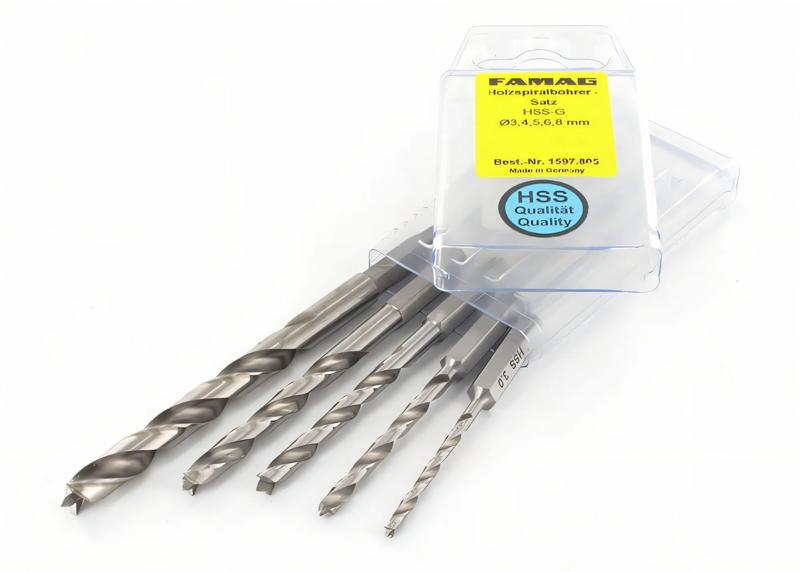 Product image for Wood twist drill bits long HSS-G 5-pcs.