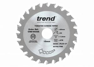 HM circular saw blade 85 x 1.2/0.7 x 15 mm, Z=24