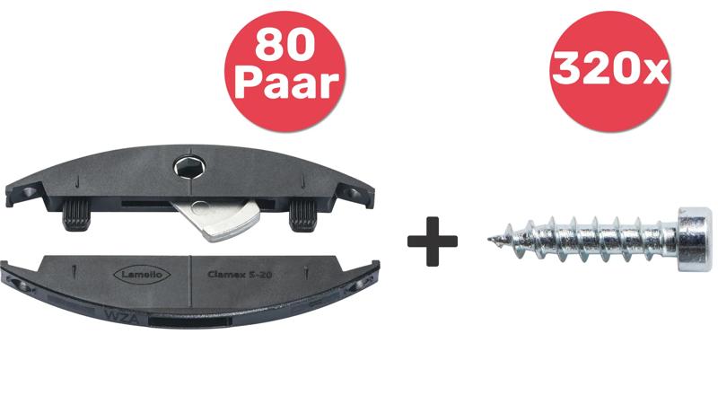 Product image for LAMELLO Clamex S-20, 80 pairs + screws
