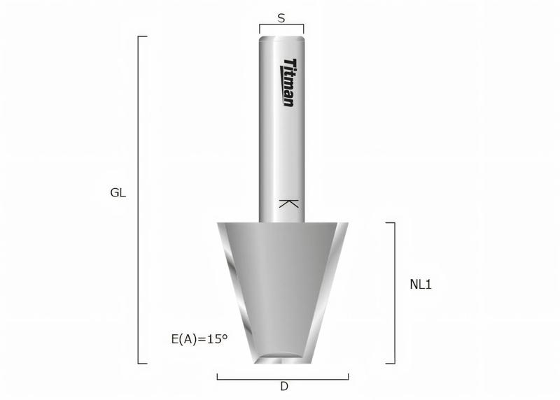 Product image for Chamfer Routing Cutter 75° Z2 with cutting edge