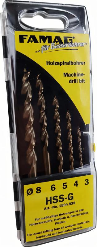 Product image for Premium wood twist drill set HSS-G 5-pcs.