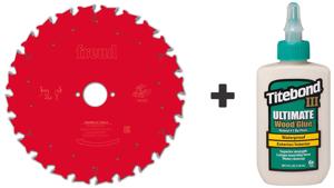 Circular saw blade HM 216 x 2.4/1.8 x 30 mm, Z=24 + Titebond wood glue