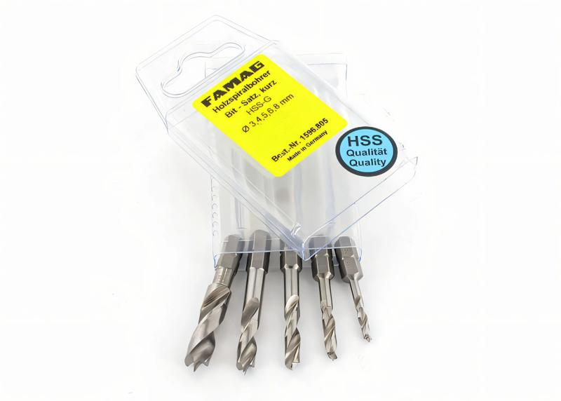 Product image for Wood twist drill bits short HSS-G 5-pcs.
