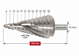 HSS-XE step drill spirally grooved