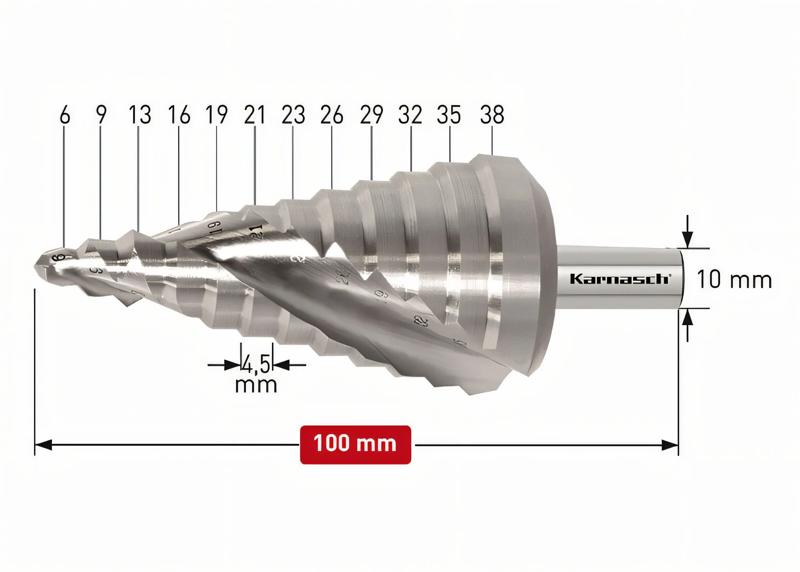 Product image for HSS-XE step drill spirally grooved