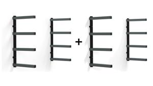 BORA Rayonnages cantilever Doubles à 4 niveaux noir / gris 