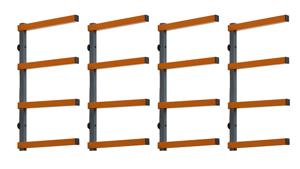 Rayonnages cantilever Doubles à 4 niveaux gris / orange